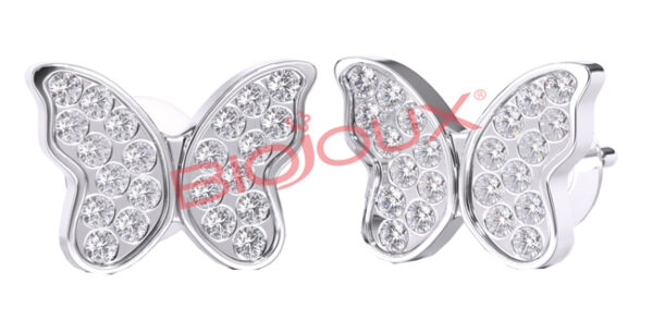 BJT979 ORECCHINI POST-FORATURA BUTTERFLY CRYSTALS 10MM