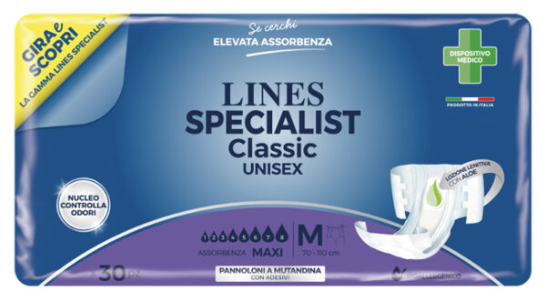 PANNOLONE A MUTANDINA LINES SPECIALIST CLASSIC MAXI MISURA MEDIA 30 PEZZI