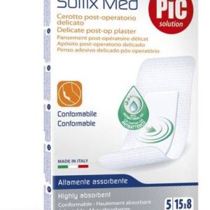 CEROTTO PIC SOFFIX MED IN TNT CON TAMPONE CENTRALE ASSORBENTE STERILE MONOUSO 15X8 CM ANTIBATTERICO 5 PEZZI