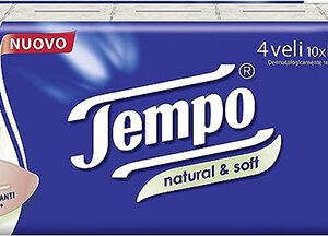TEMPO FAZZOLETTI NATURAL&SOFT 10 PEZZI DA 9 FAZZOLETTI