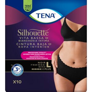 PANNOLONE A MUTANDINA ASSORBENTE TENA SILHOUETTE NOIR L VITA BASSA 10 PEZZI
