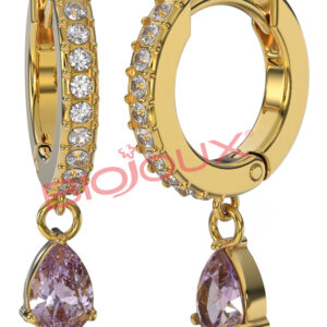 BJT317 ORECCHINO INES VIOLET 24MM STEEL GOLD PLATED