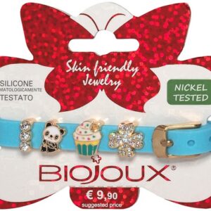 BJB018 BRACCIALE SILICONE LIGHT BLUE GOLD PLATED